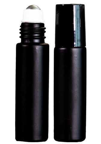 Matt Glass Black Roll-on Bottle with Steel Ball Roller