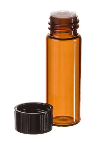 Amber Glass Vial With Reducer and Black Cap