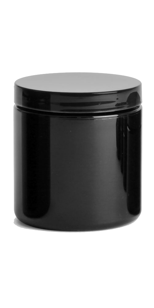 Black Plastic Jar with Black Lid