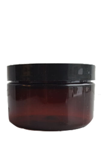 Amber Plastic Jars w/Black Lid